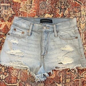 Aeropostale Faded Blue Ripped Jean Shorts